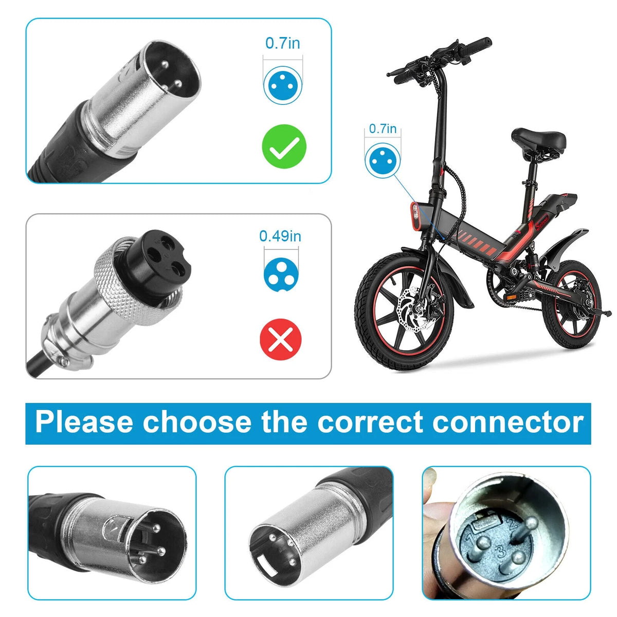 54.6V 2A Charger for 48 Volt Li-Ion Battery Pack Electric Bike B83461