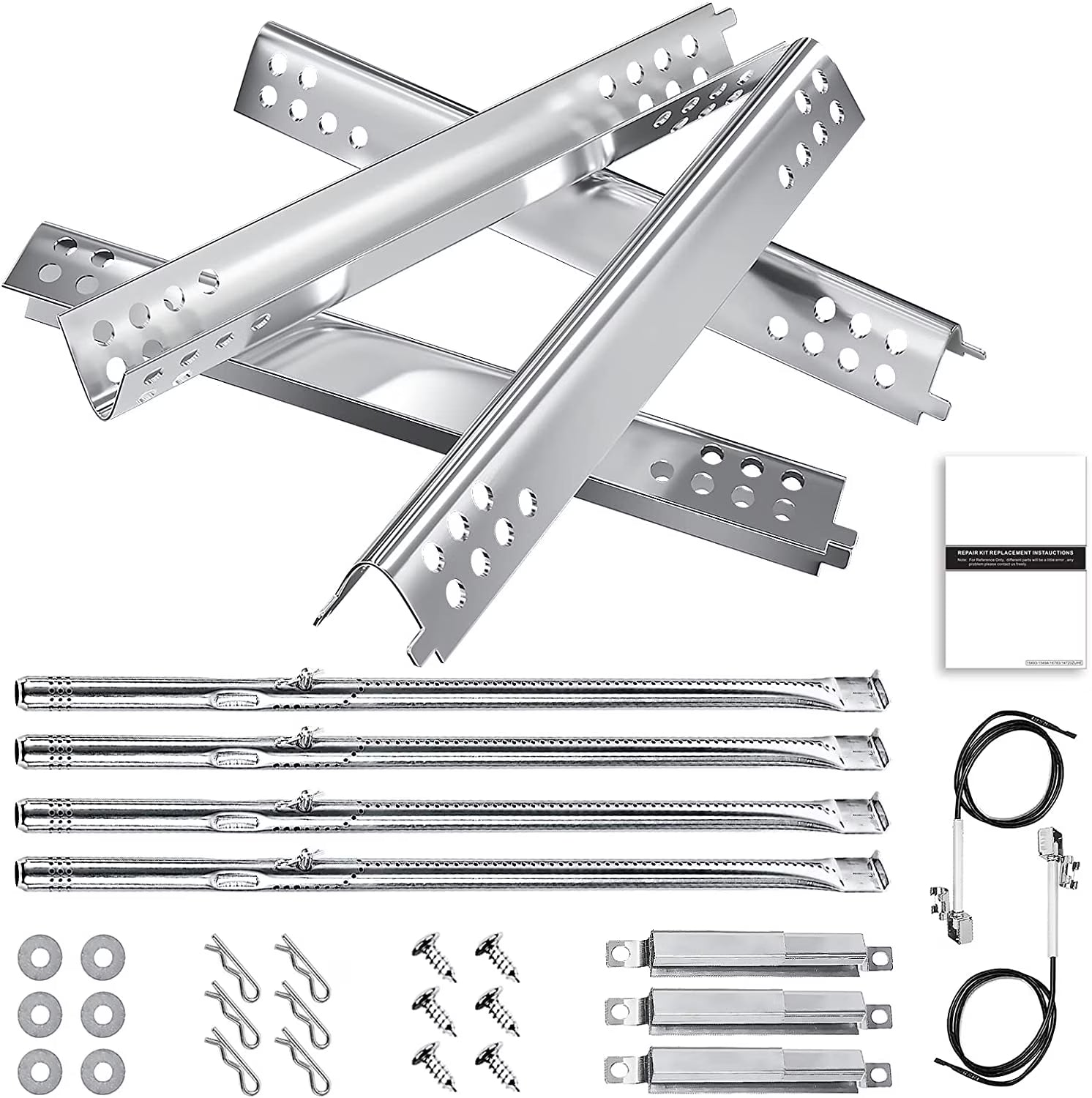 4 Burner Grill Replacement Burner and Heat Plates P7142