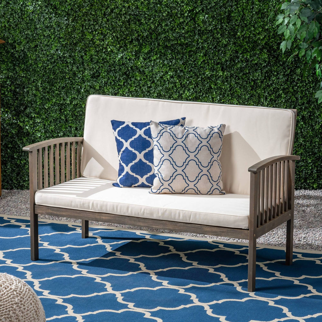 Gray Cream Acacia Wood Loveseat F793883