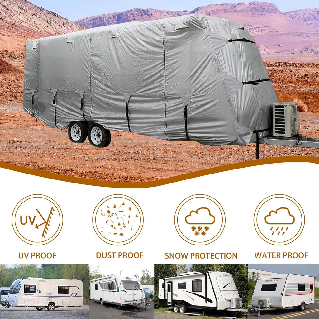 27-30' Windproof Anti-UV Camper Cover with Jack Cover and 4 Tire Covers A8594
