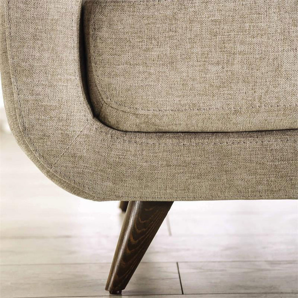 Beige Fabric Tufted Loveseat F5266