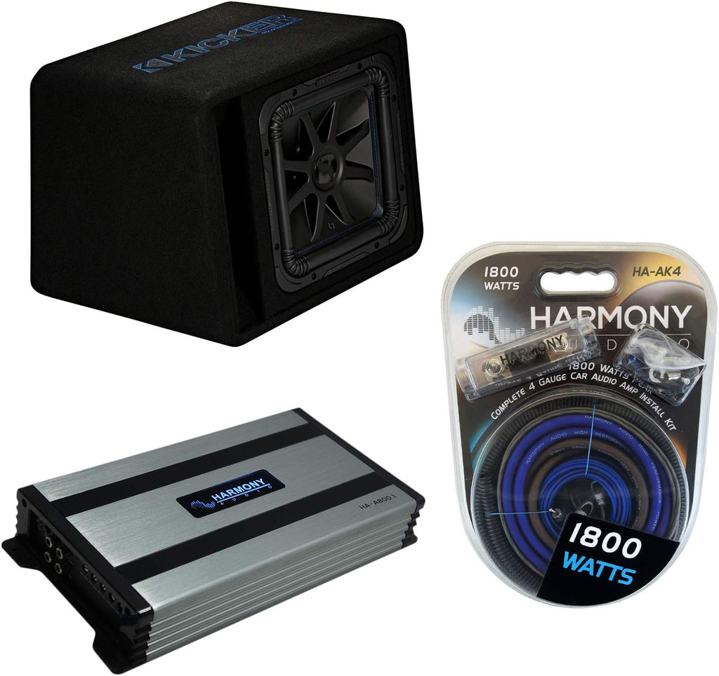 12" Loaded Sub Box with Amplifier and 4Ga Amp Install Kit D207789
