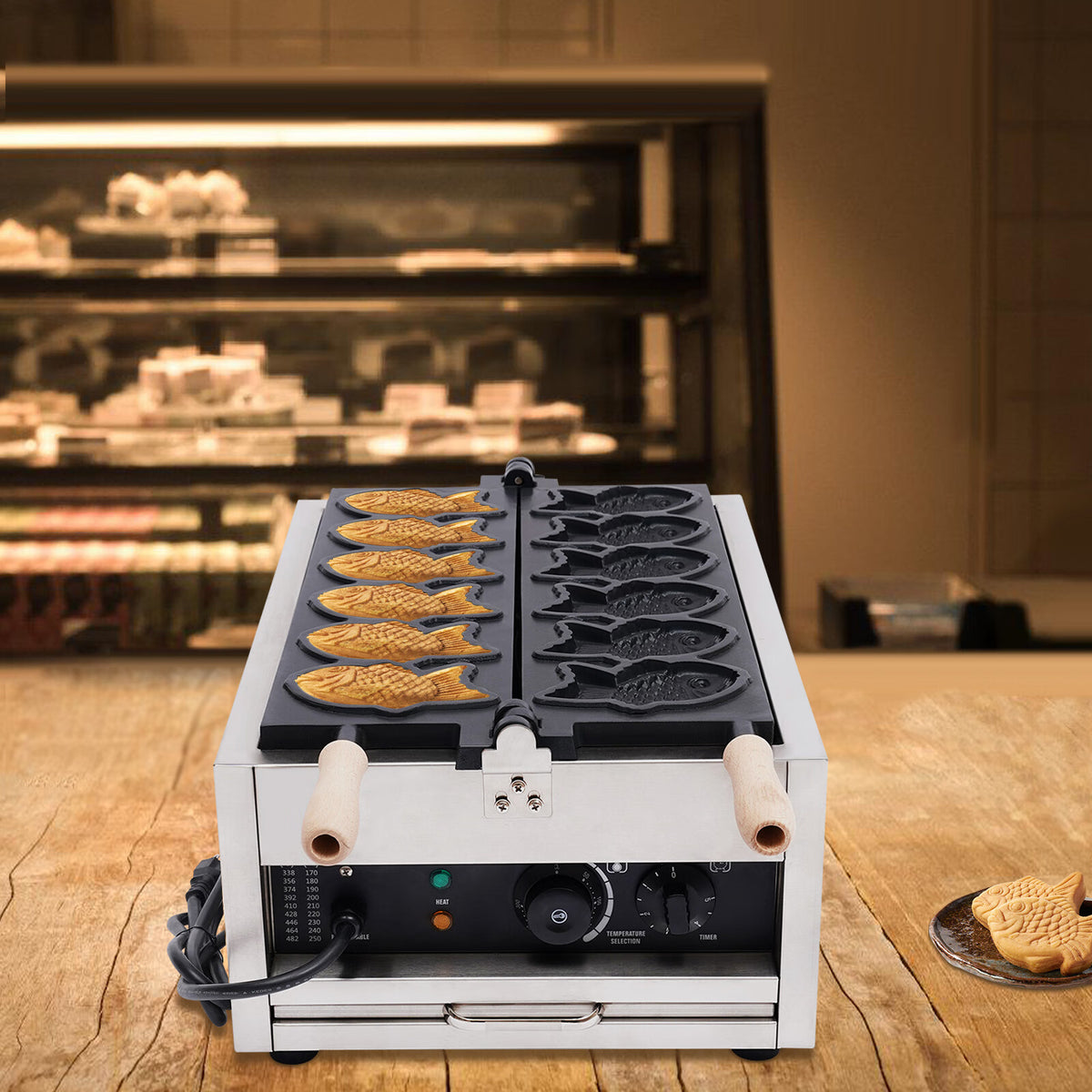 Electric Taiyaki Fish Waffle Maker, Stainless Steel Non-stick Waffle Iron U3700