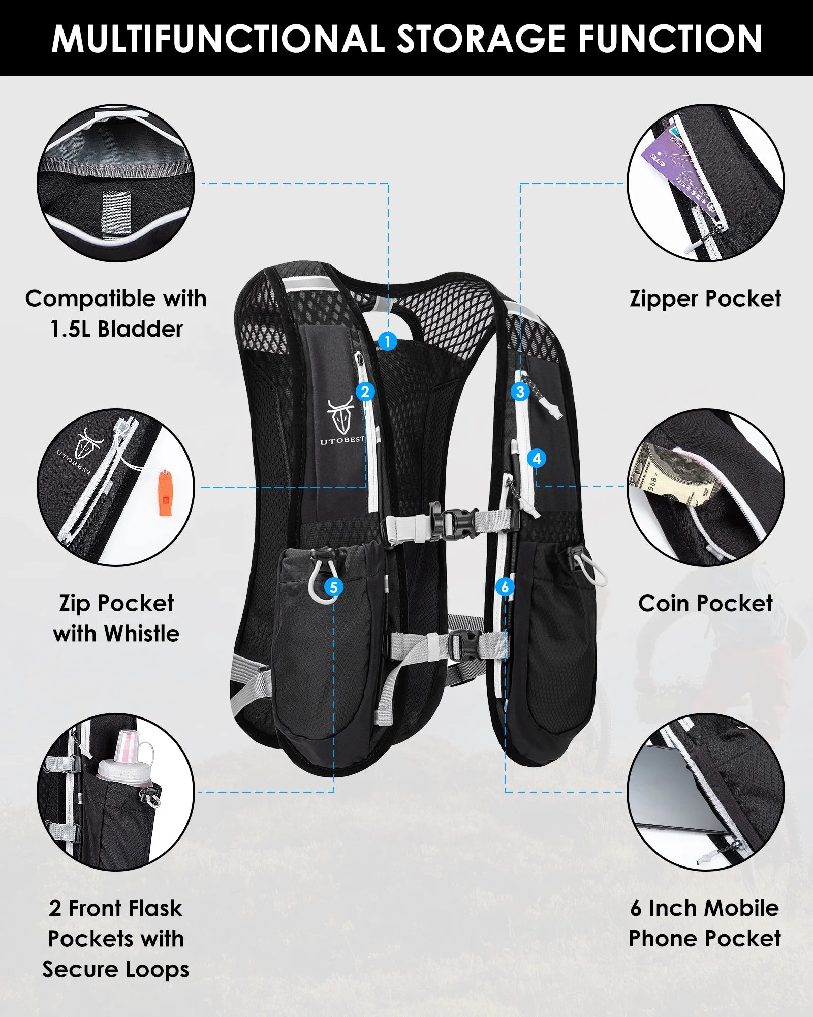 Running Backpacks Hydration Pack Running Vest 5L M7320