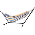 Blue/Yellow Portable Double Camping Hammock with Stand F66984