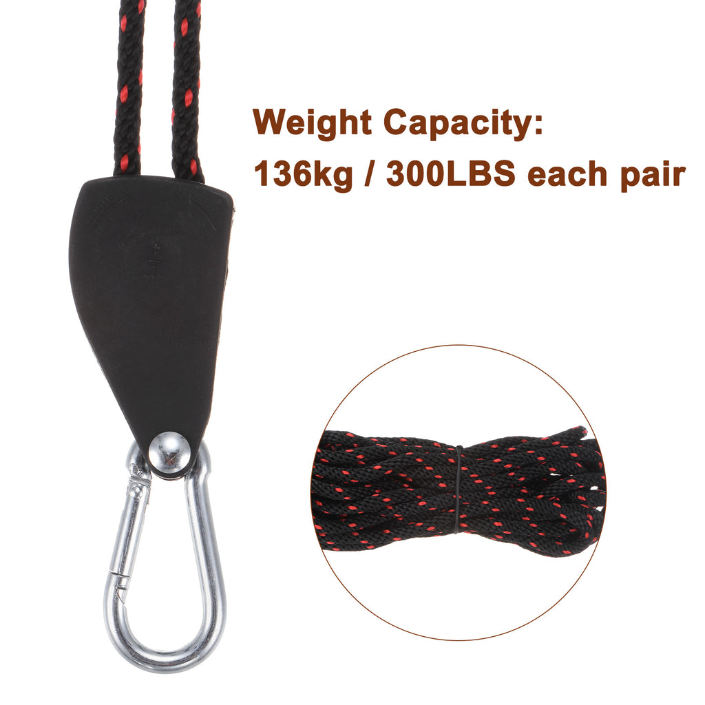 2 Pieces 1/4" (6mm) Ratchet Rope Hanger Metal Gear 16.4ft Tie Down Strap Q810