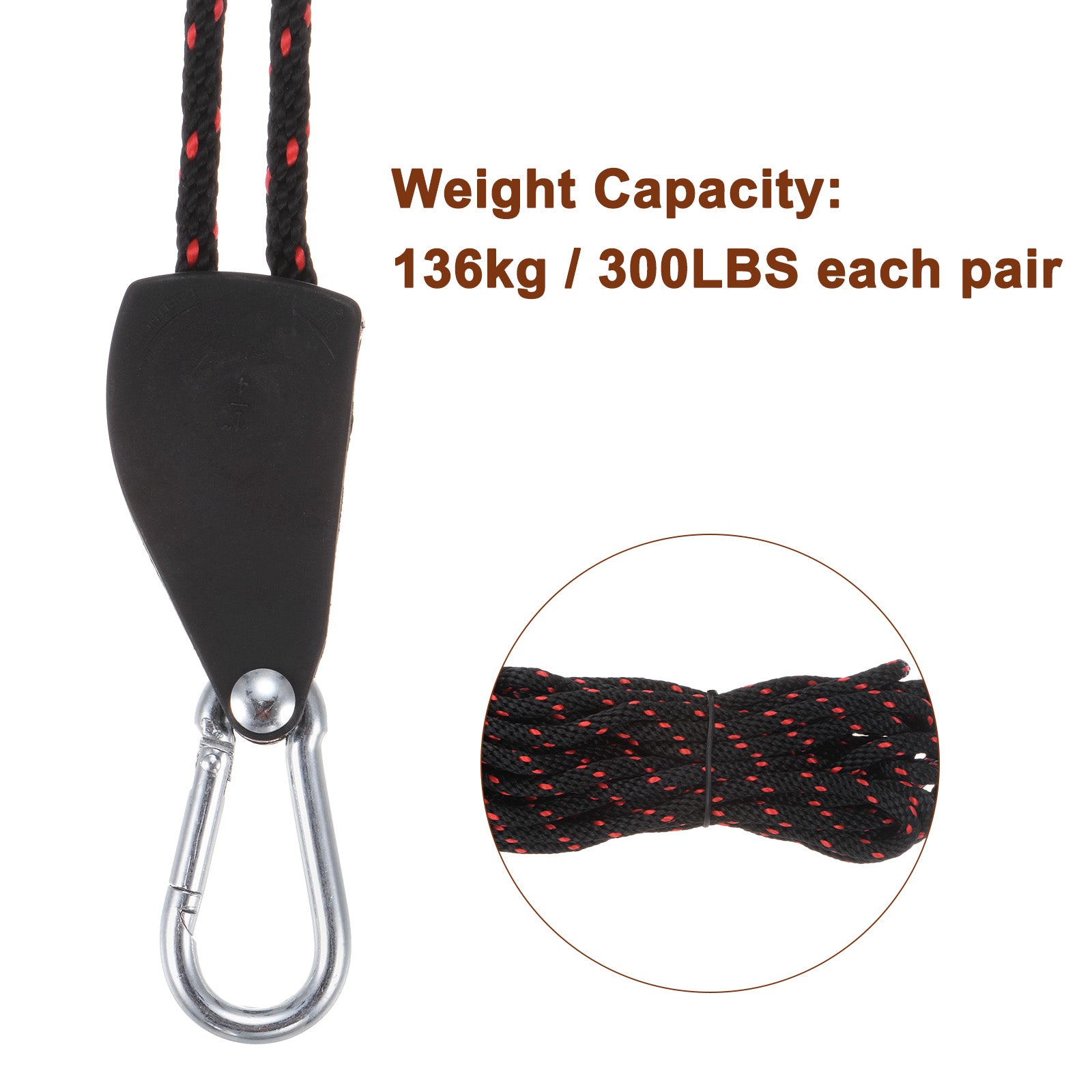 2 Pieces 1/4" (6mm) Ratchet Rope Hanger Metal Gear 16.4ft Tie Down Strap Q810