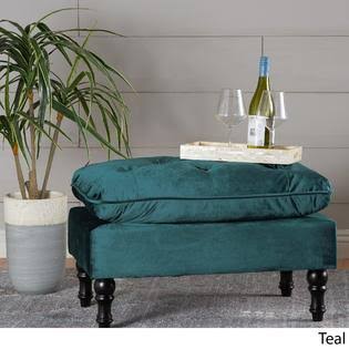 Teal Tufted Velvet Ottoman Bench M454276
