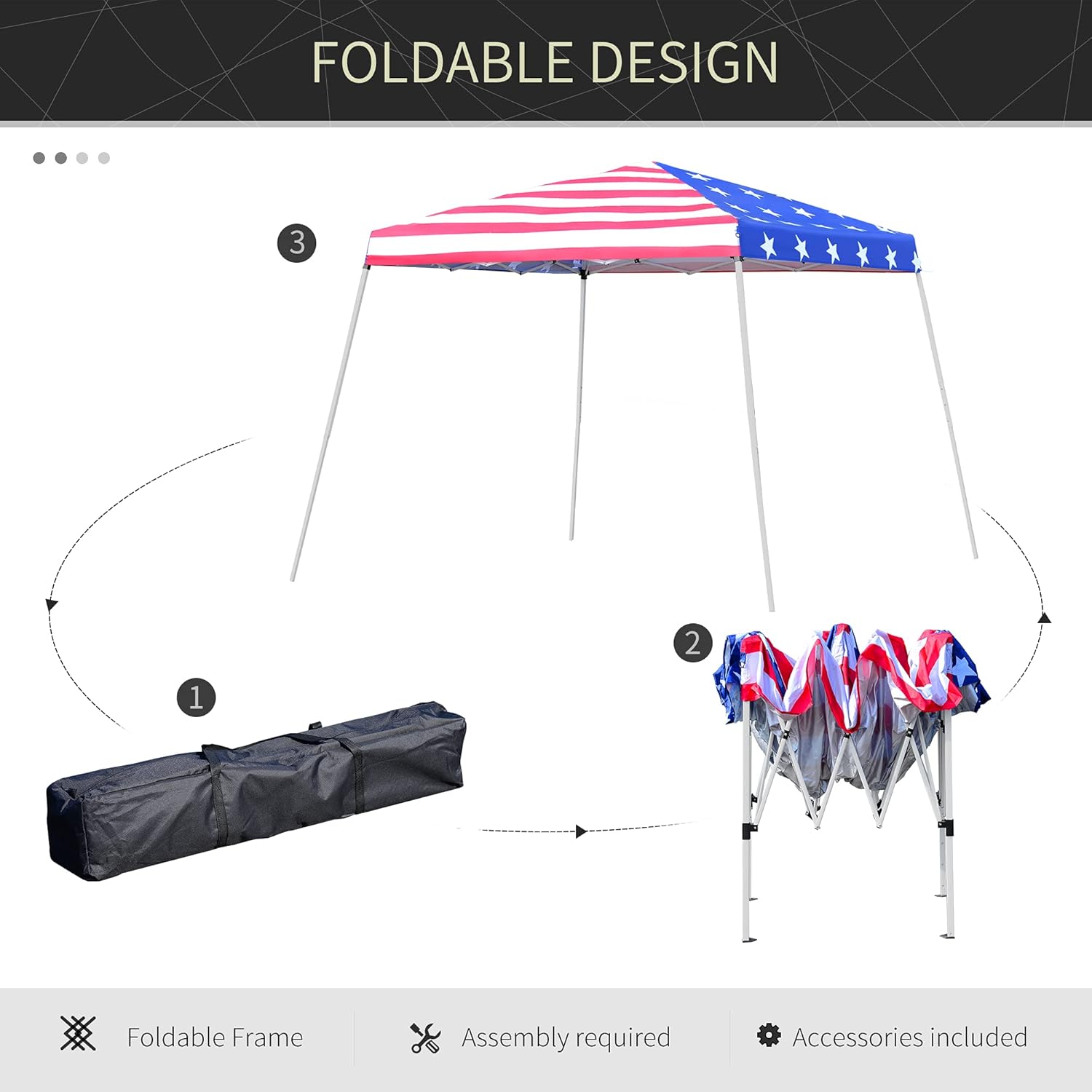 10'x 10' Outdoor Pop Up Canopy Tent with Slanted Legs U722