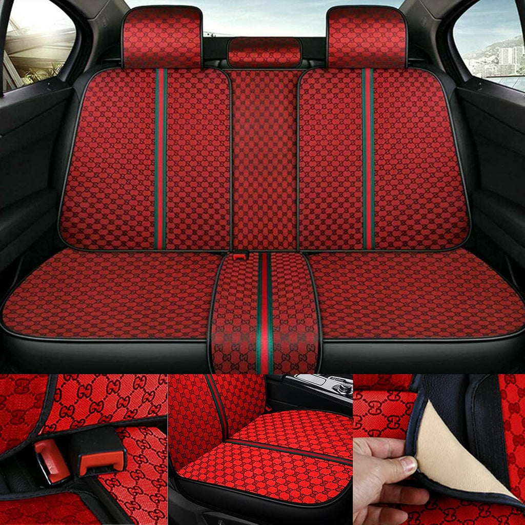 Grey Faux Leather Car Seat Covers Full Set 5 Seats Waterproof Protector O18266