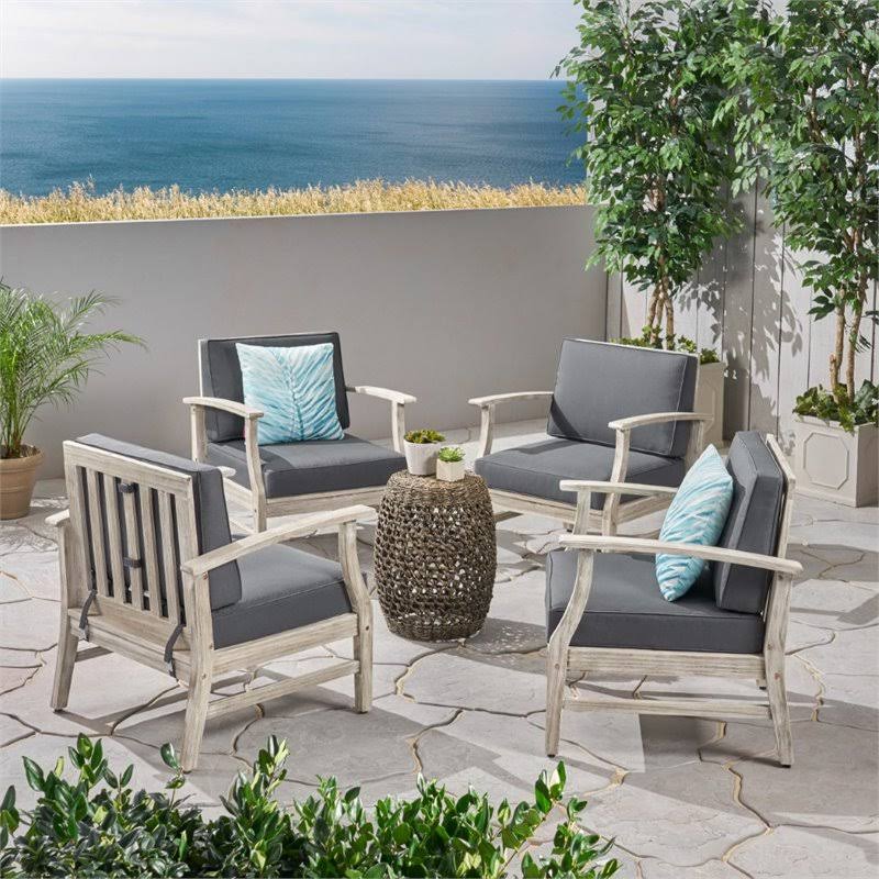 Gray Acacia Wood Club Chair (Set of 4) X354