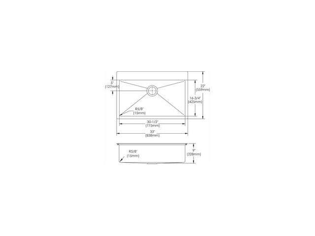 33 in. x 22 in. Single Basin Kitchen Sink R2498