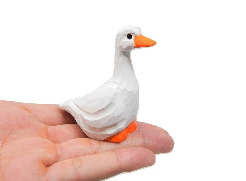 White Goose Handmade Wood Carved Figurine Collectible C5373