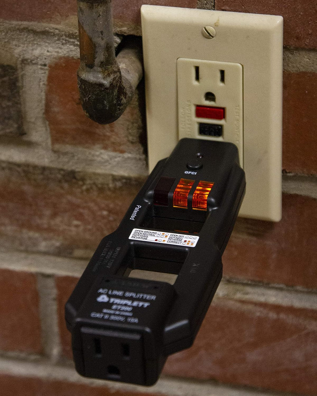 AC Line Splitter and GFCI Outlet Tester with 5 Visual Indicators P113981