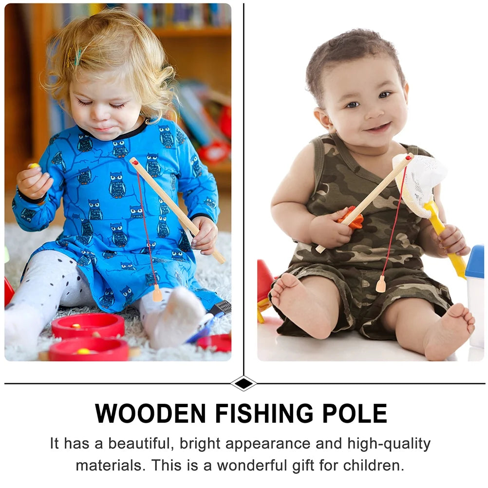 4Pcs Wooden Magnetic Fishing Poles Toys A566