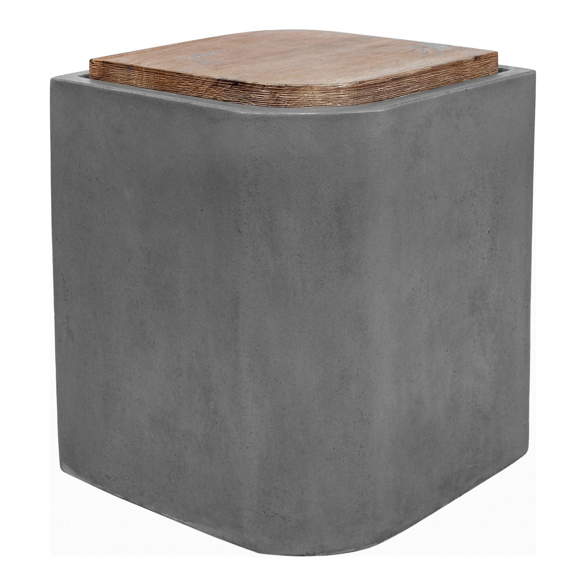 Modern Acacia Wood Top and Concrete Stool A37763