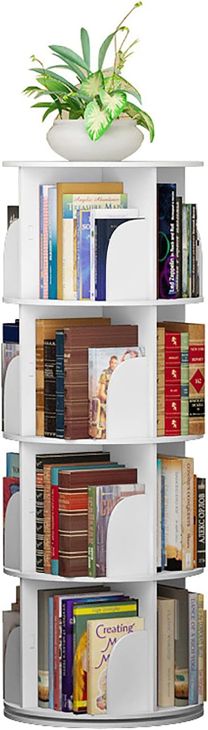 White Revolving Bookshelf 360 Degree Bookcase W108