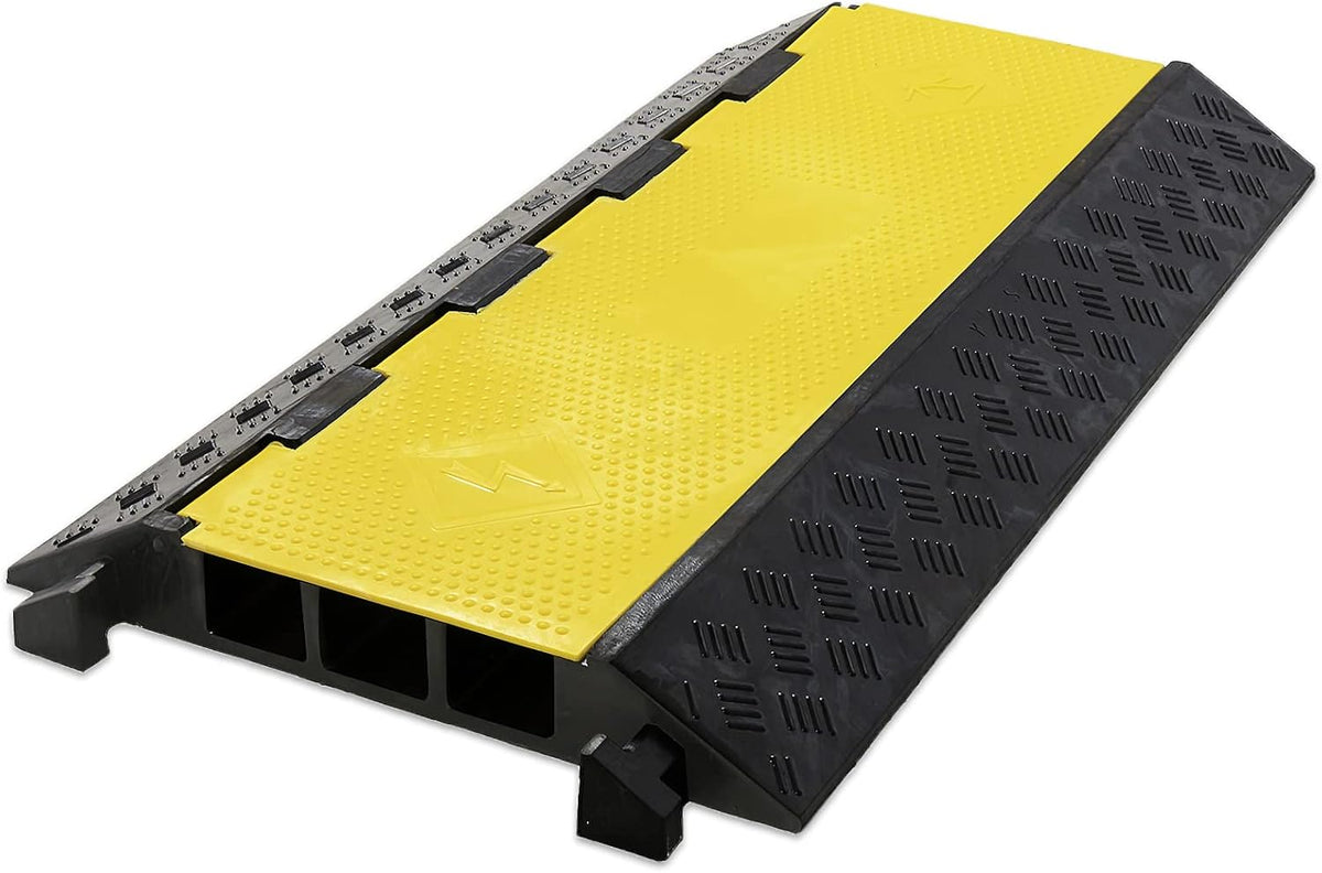 Cable Protector 3 Channel PVC Rubber 44000lbs Capacity Pack of 2 G342