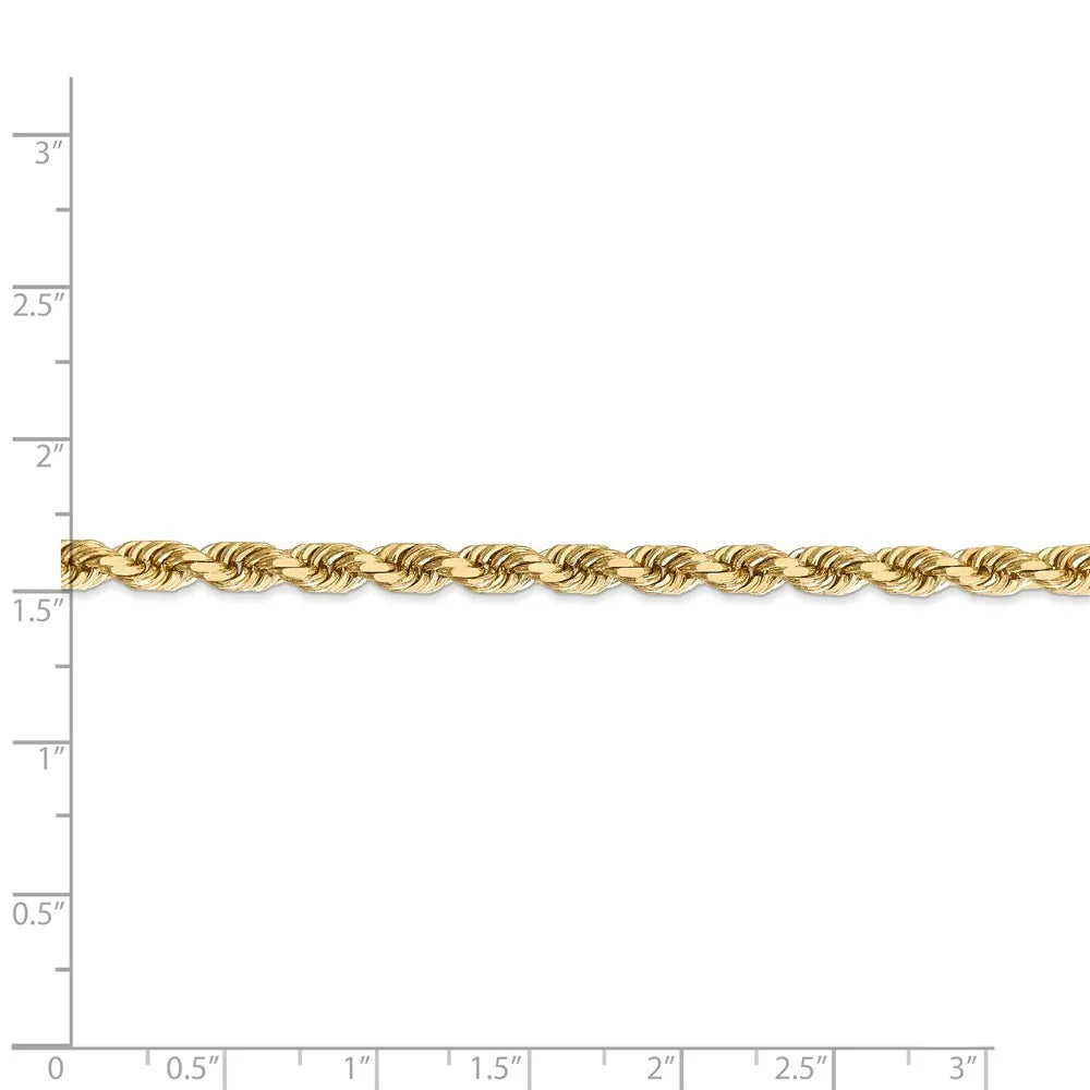 Real 14kt Yellow Gold 4.5mm Diamond Cut Rope Chain with Lobster Clasp J635741
