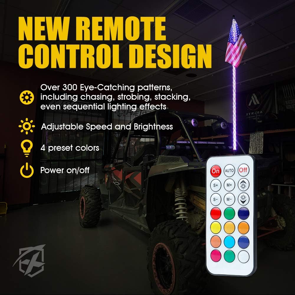 4FT Spiral RGB LED Whip Light with RF Remote Control L8143