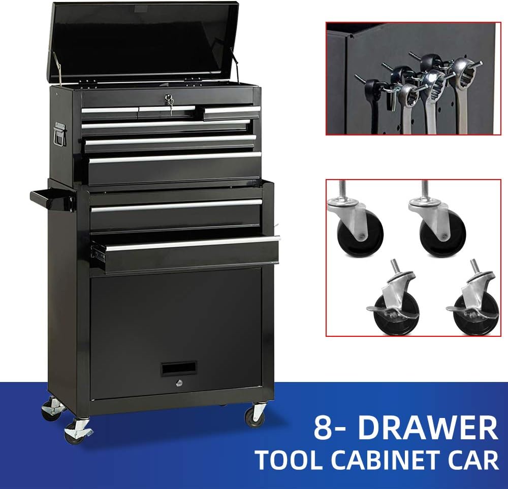 8-Drawer Metal Rolling Tool Chest with Wheels and Lock B4573