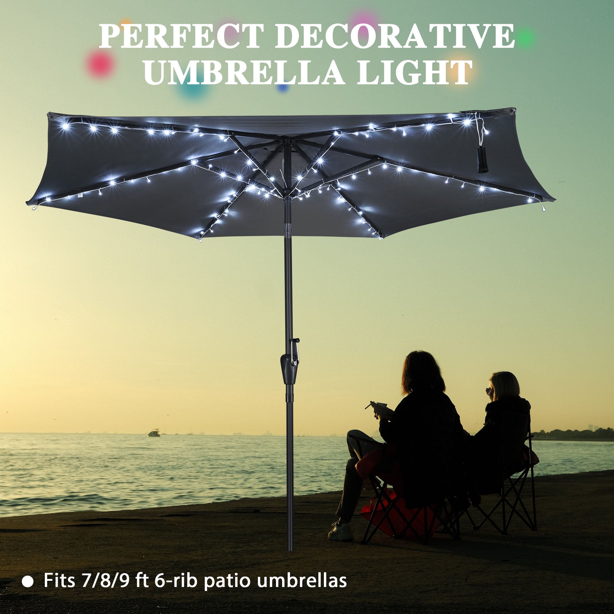 96 LED Cold White Solar String Light for Patio Umbrella D2955