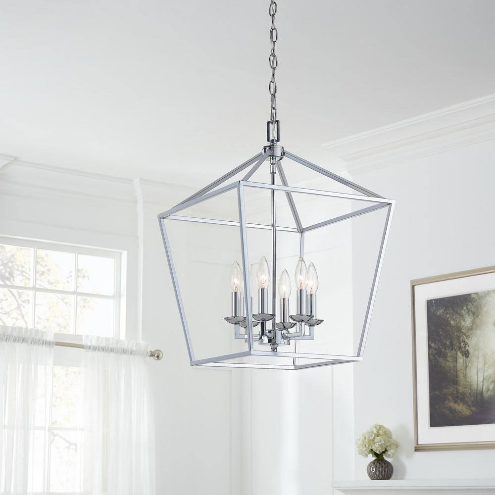Polished Chrome Caged Chandelier L443009