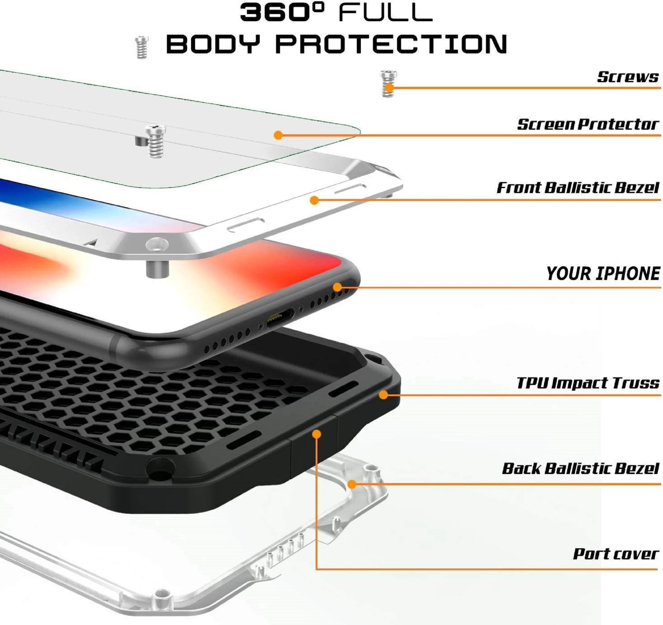 Heavy Duty Shockproof Aluminum Metal Case for iPhone 6 Plus W66331