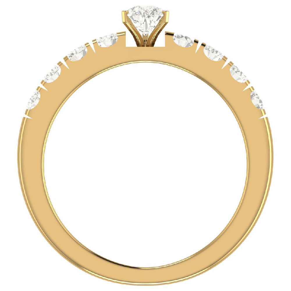 Pear Cut Solitaire Diamond Ring 14K Gold 1.10 Carat R8460