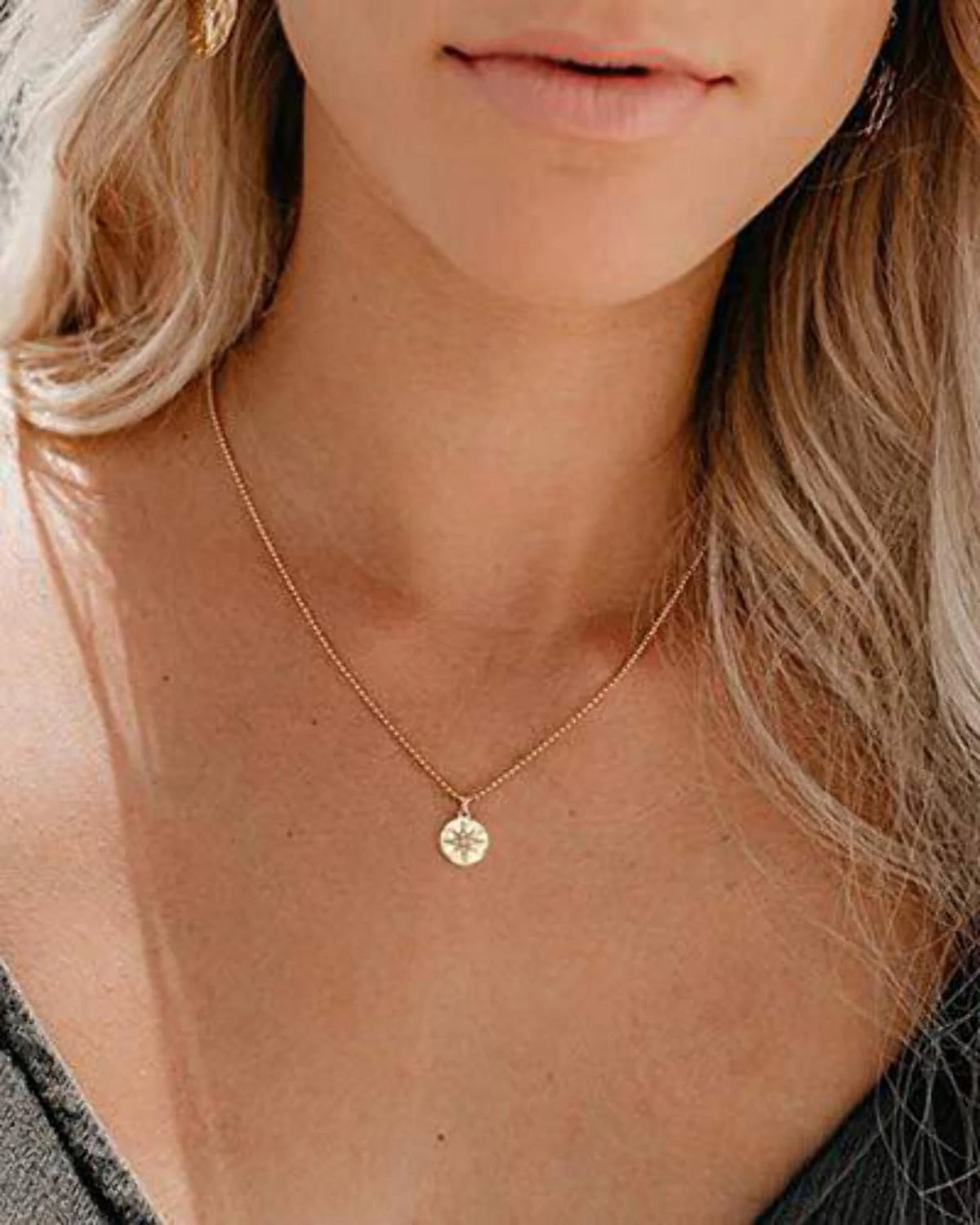 Gold Necklace Diamond Starburst Jewelry E115395