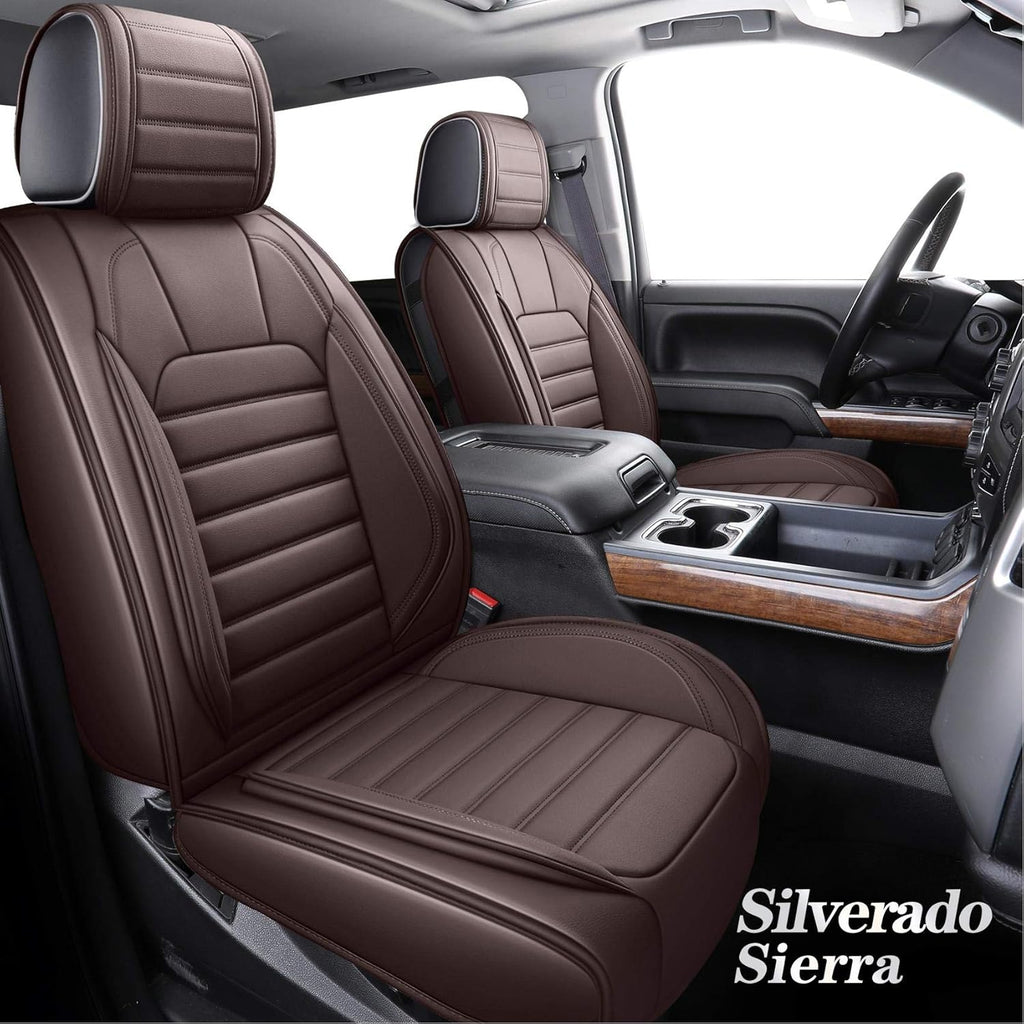 Brown Leather Car Seat Covers Full Set 5 PCS S596132