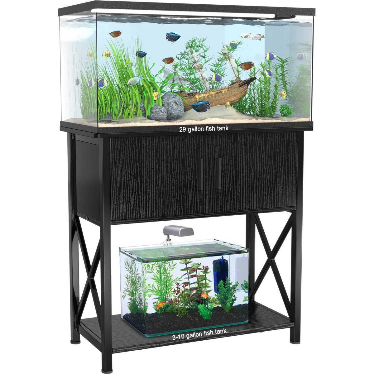 Black 29 Gallon Aquarium Stand with Cabinet I38338