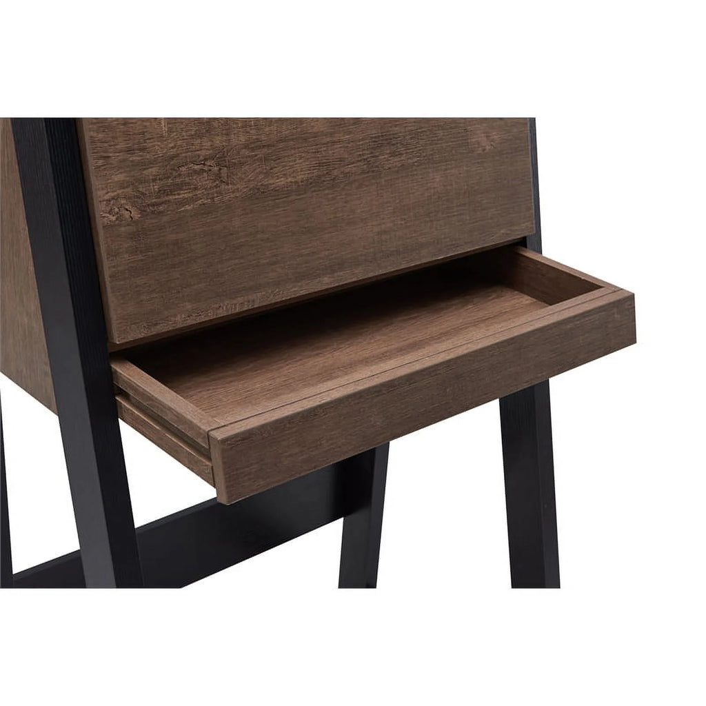 Walnut Oak Brown/Black Wood Secretary Desk J963