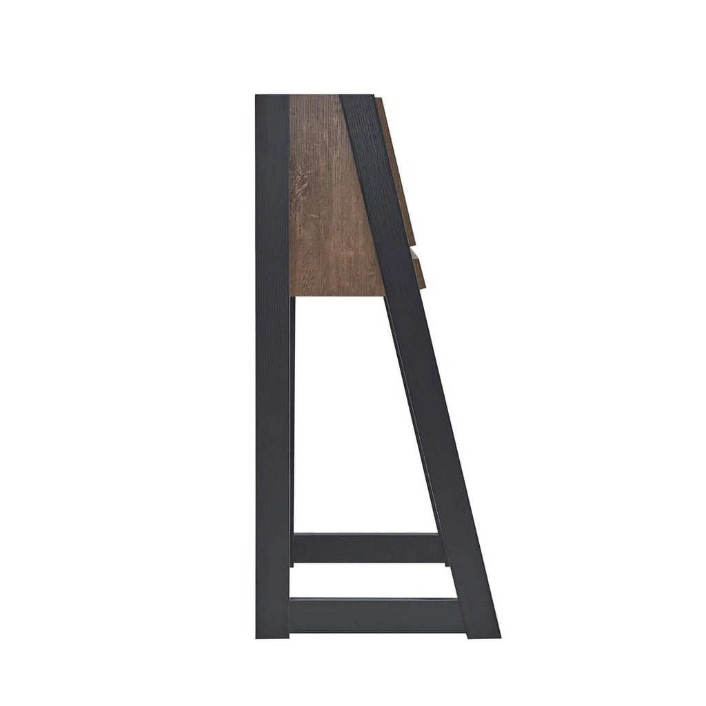 Walnut Oak Brown/Black Wood Secretary Desk J963