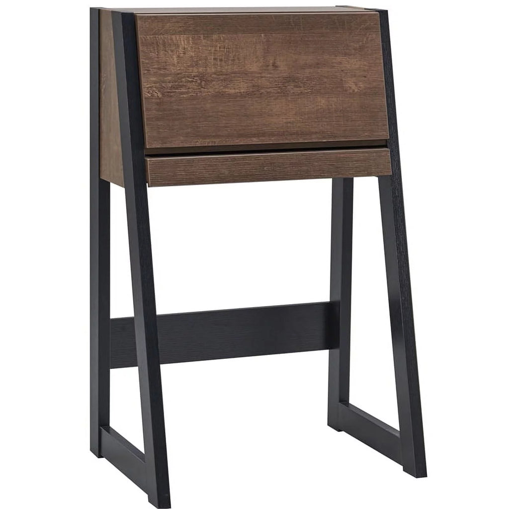 Walnut Oak Brown/Black Wood Secretary Desk J963