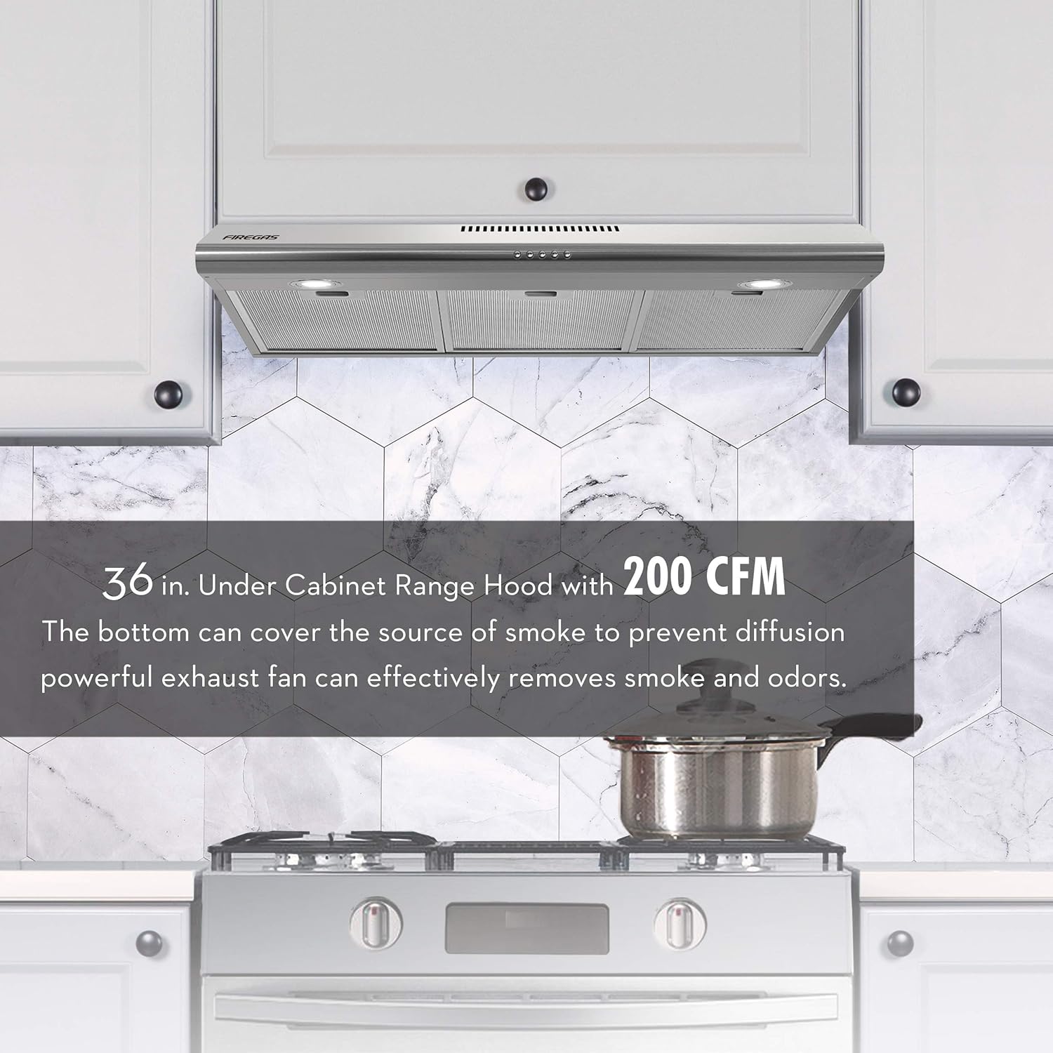 36 Inch Ducted/Ductless Under Cabinet Range Hood with LED Light X50852