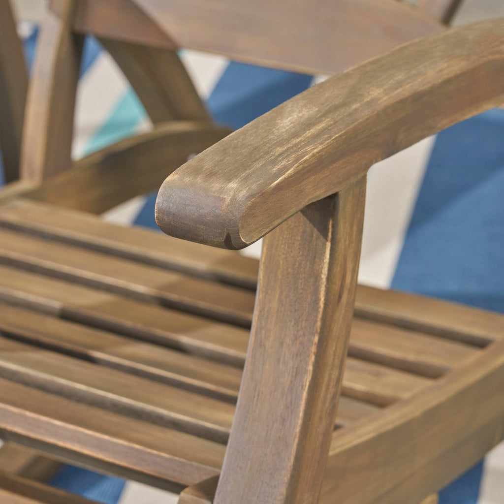 Rustic Acacia Wood Recliner Rocking Chair with Side Table B389