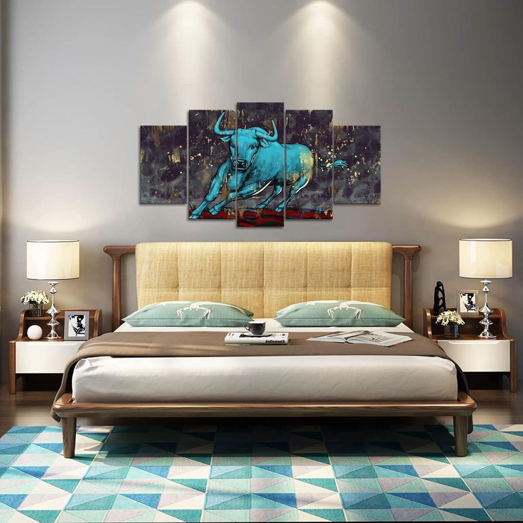 Teal Bull Canvas Art Print Ready to Hang X16754