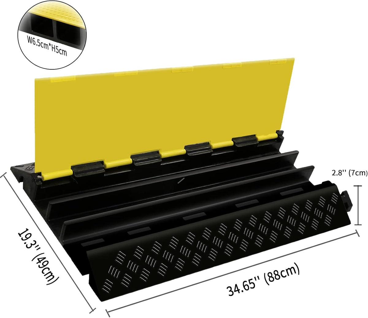Cable Protector 3 Channel PVC Rubber 44000lbs Capacity Pack of 2 G342