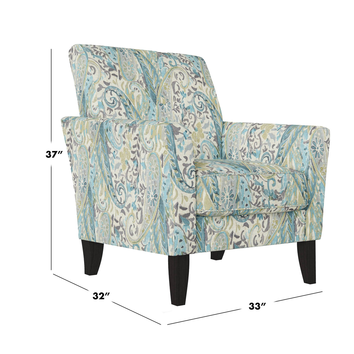 Transitional Flared Arm Armchair Multi Mango Paisley S277