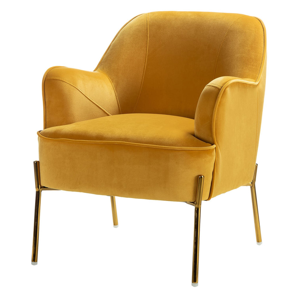 Mustard Velvet Accent Chair with Metal Legs G5419