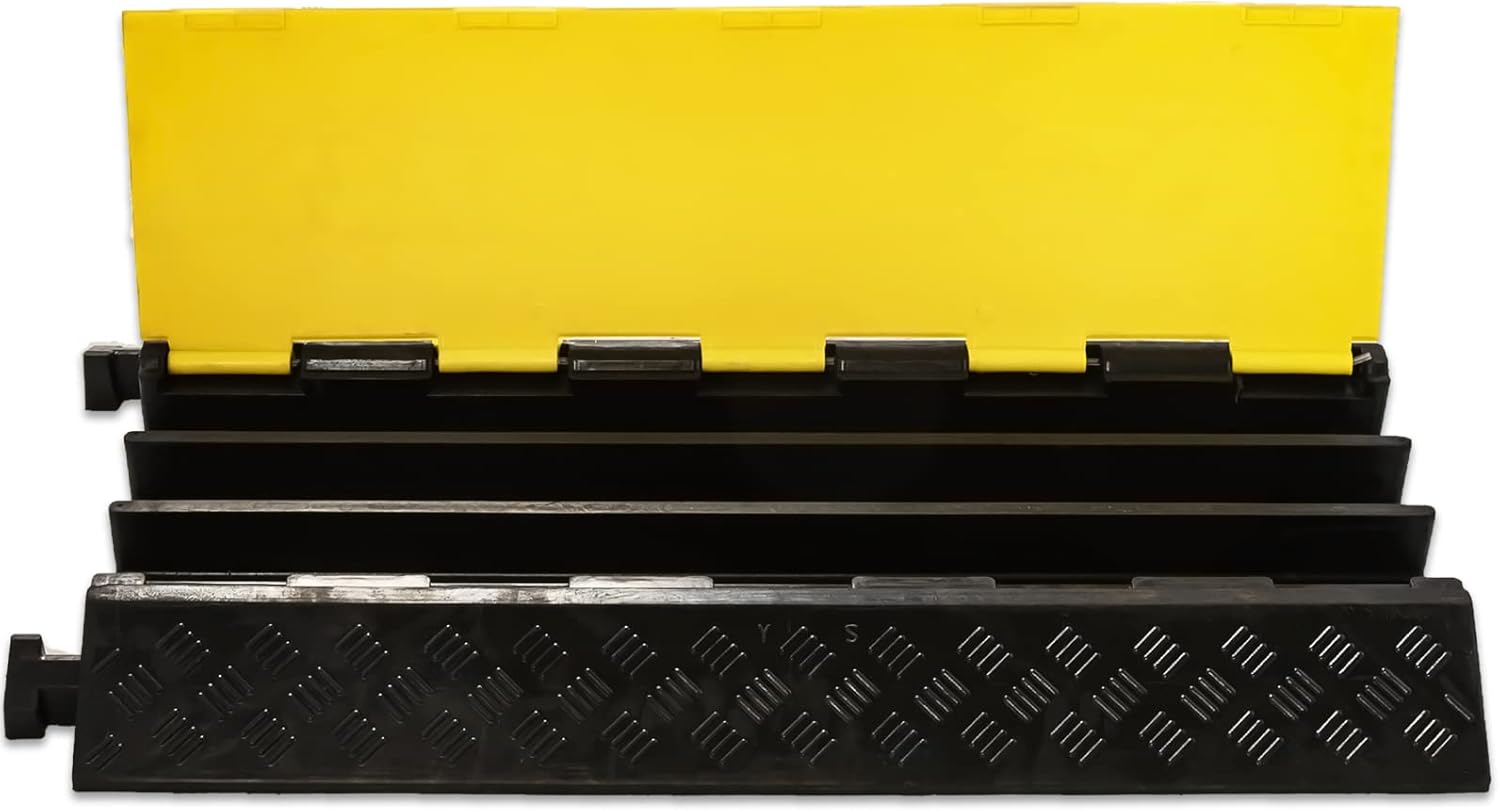 Cable Protector 3 Channel PVC Rubber 44000lbs Capacity Pack of 2 G342