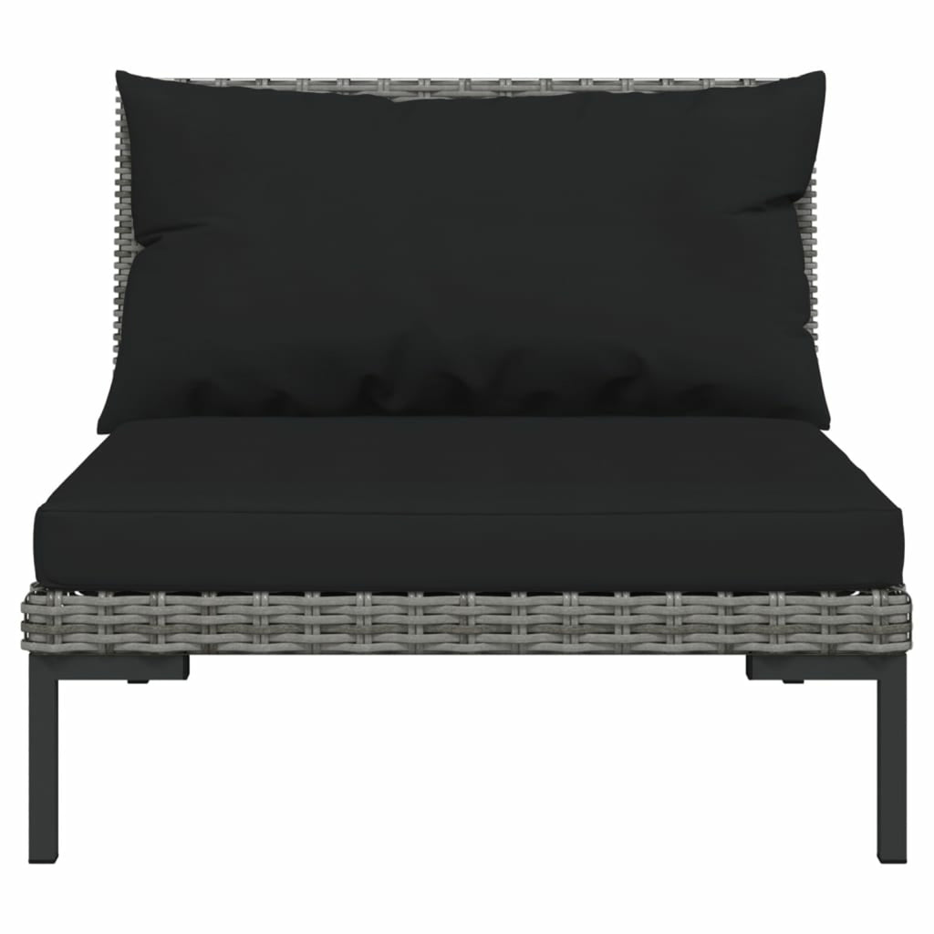 4 Piece Poly Rattan Outdoor Sectional Sofa Set with Cushions Steel Frame Y225043