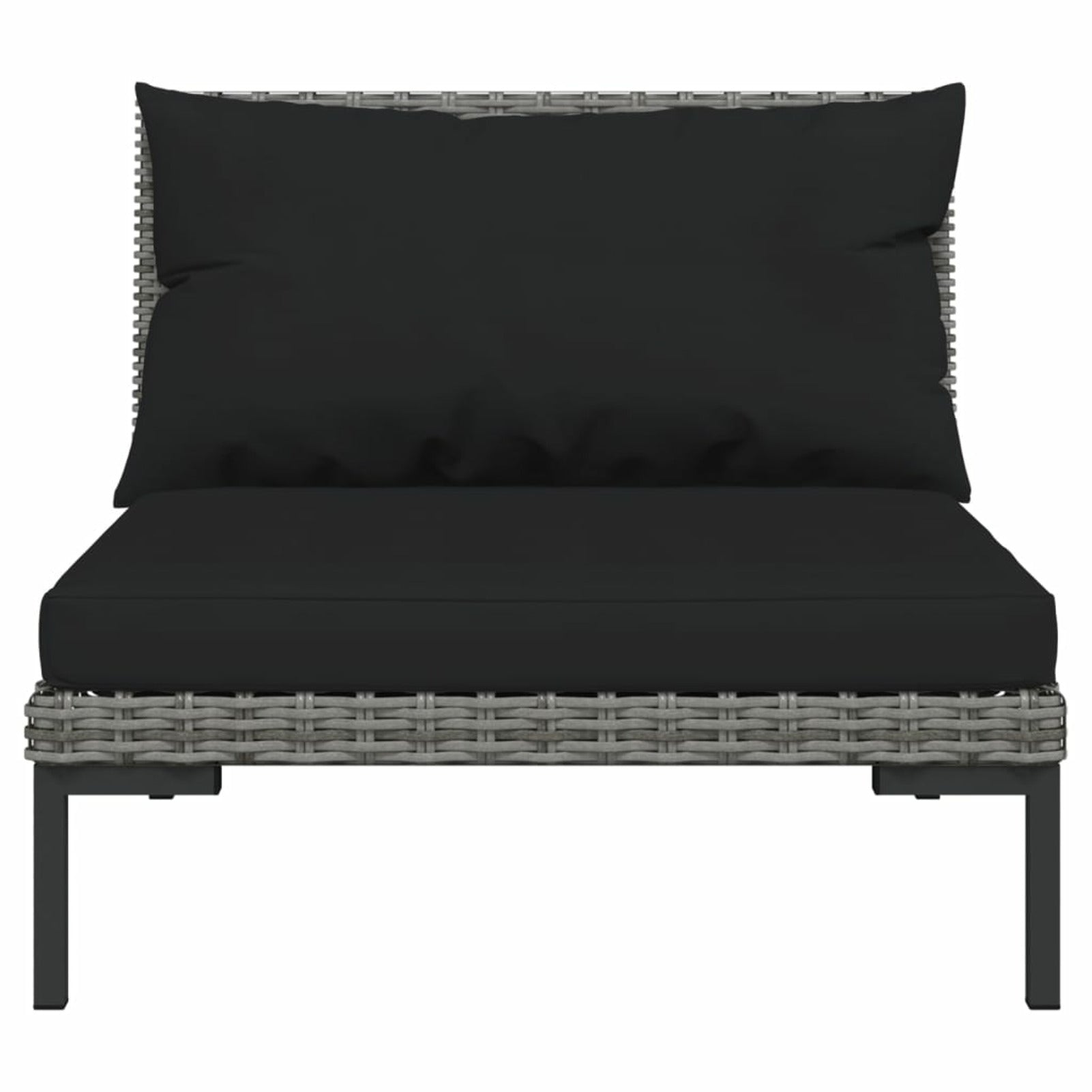 4 Piece Poly Rattan Outdoor Sectional Sofa Set with Cushions Steel Frame Y225043