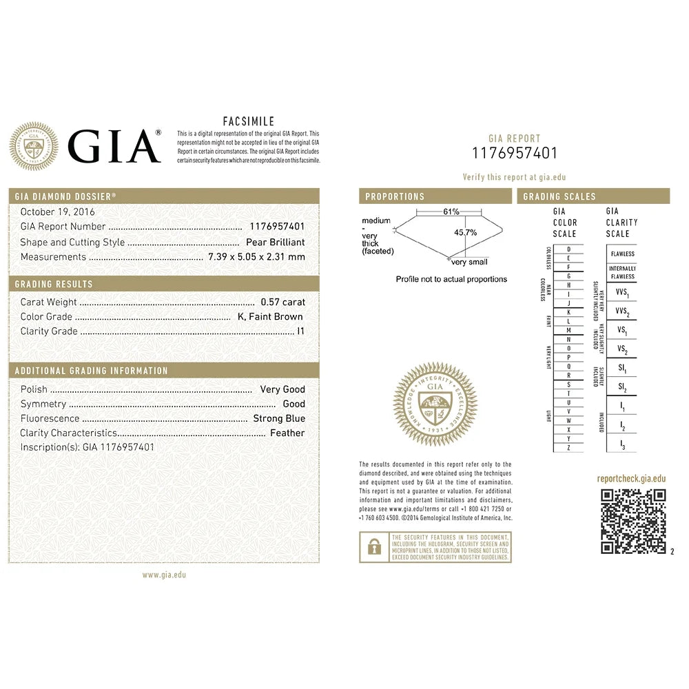 Pear Cut Solitaire Diamond Ring 14K Gold 1.10 Carat R8460