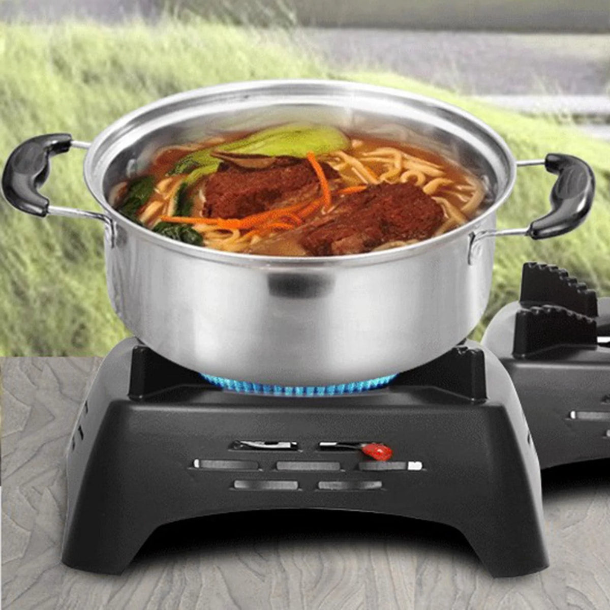 Portable Wood Burning Stove for Outdoor Cooking Black J578561