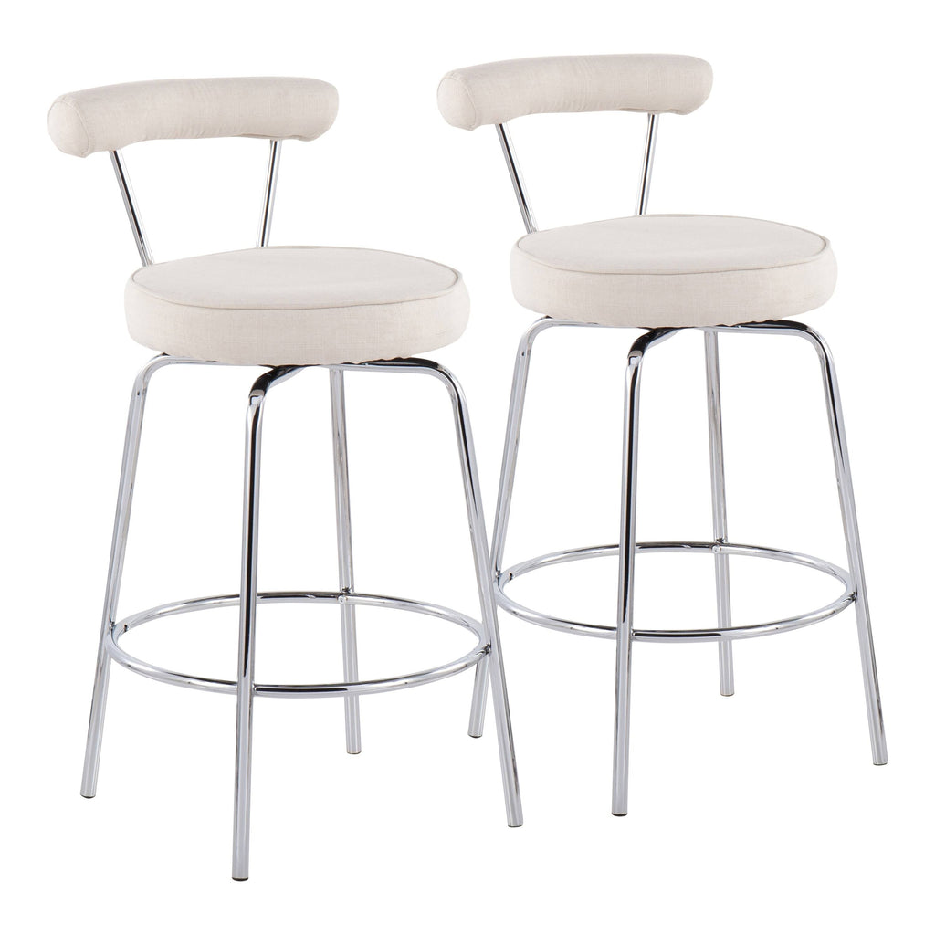 Black Steel Charcoal Fabric Counter Stool, Set of 2 X636