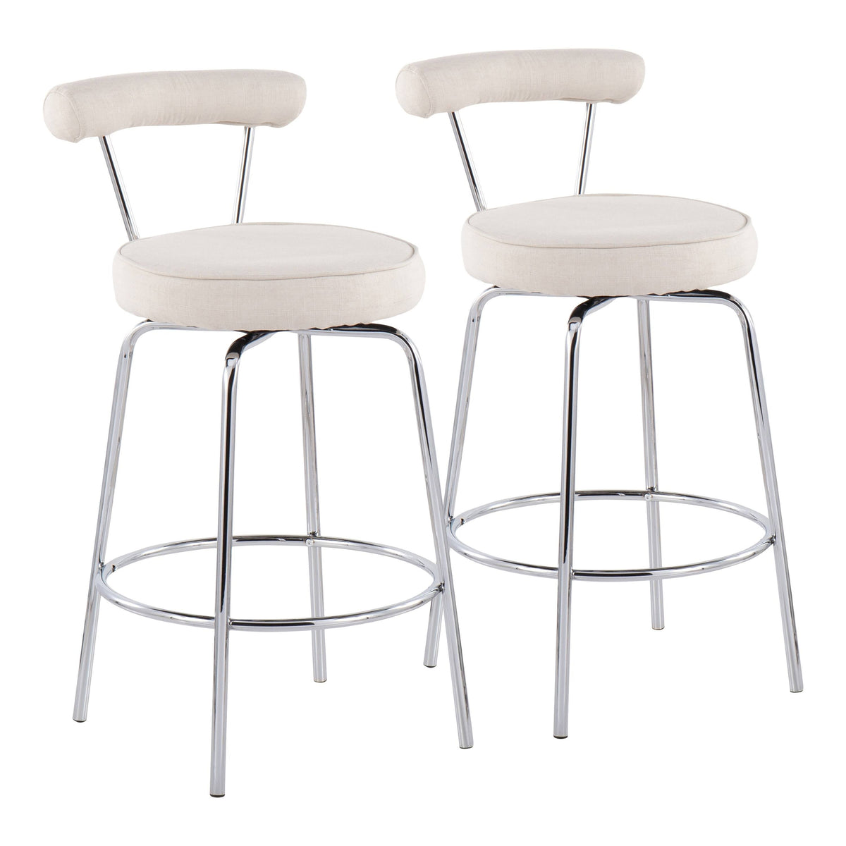 Black Steel Charcoal Fabric Counter Stool, Set of 2 X636