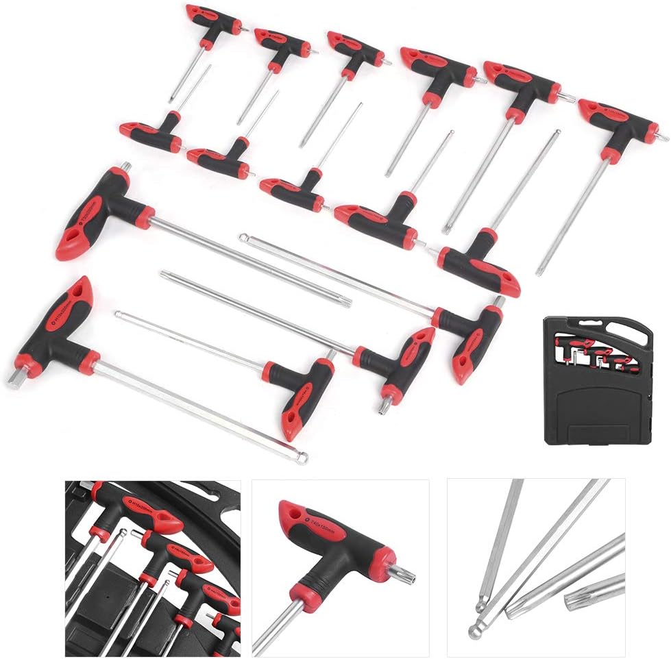16 pcs T-Handle Hex Wrench Set, Ball End, 75mm-200mm, T10-T50 H255222
