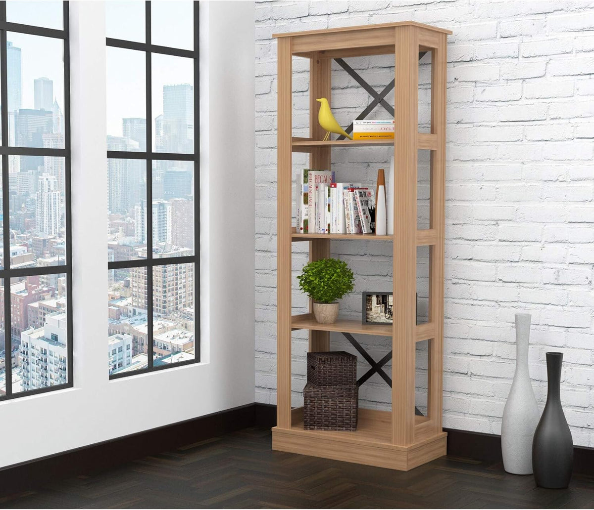 Brown Amaretto Wood 4 Shelf Bookcase M646498
